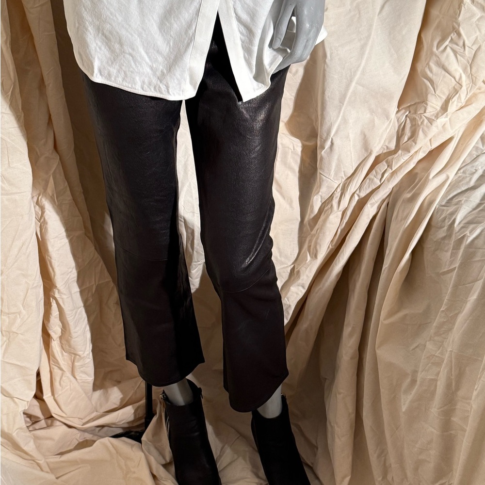 Frame Black Leather Mini Boot Pants